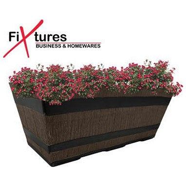 Fixtures Barrel Design Brown Trough, 50.8cm x 25.4cm x 19cm