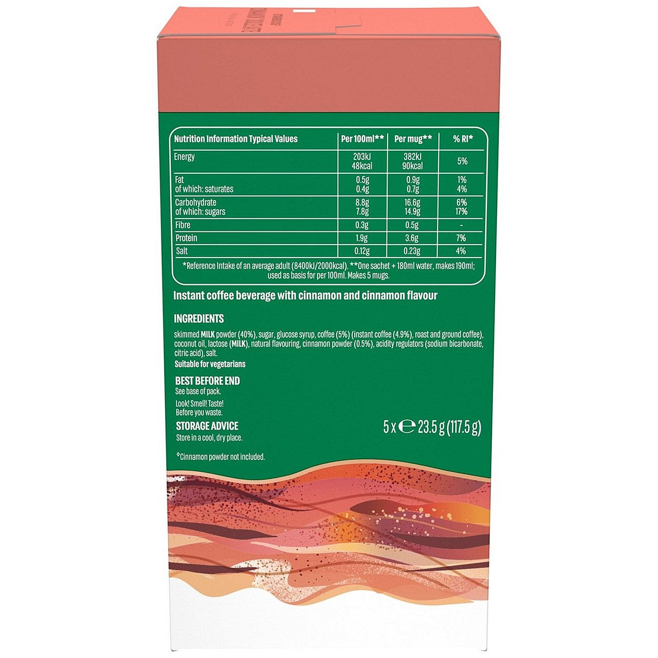 Starbucks Cinnamon Dolce Latte Instant Coffee Sachets, 23.5g, Pack of 5