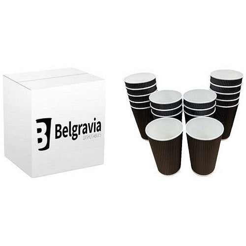 Belgravia Triple Walled Ripple Paper Cups, 250ml, Black, Pack of 25