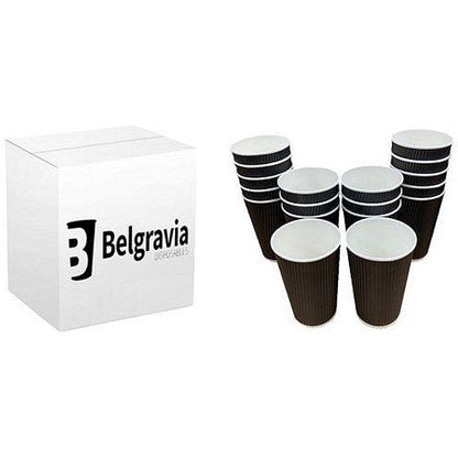 Belgravia Triple Walled Ripple Paper Cups, 250ml, Black, Pack of 25
