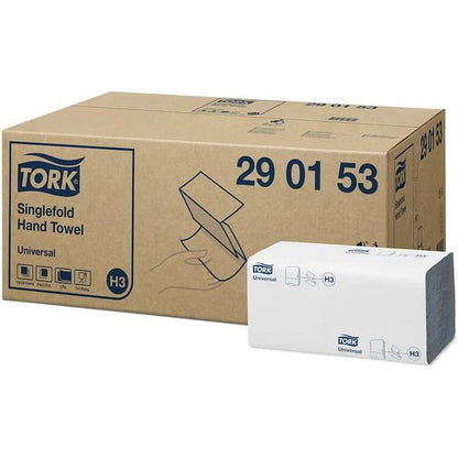 Tork H3 Universal 2 Ply Singlefold Hand Towels, White, Pack of 4500