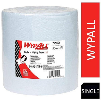 Wypall L10 1 Ply Jumbo Wiping Paper Rolls, 380x330mm, Blue, 1000 Sheets