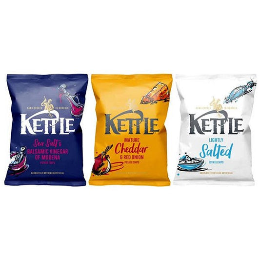Kettle Hand Cooked Crisps Variety Box, 25g, Pack of 48