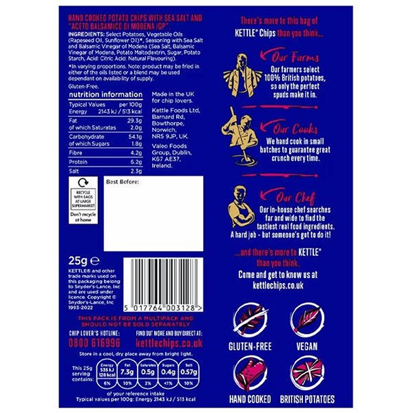 Kettle Hand Cooked Crisps Variety Box, 25g, Pack of 48