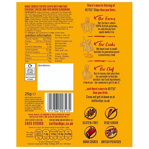 Kettle Hand Cooked Crisps Variety Box, 25g, Pack of 48