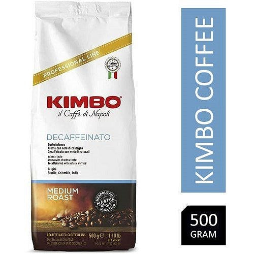 Kimbo Decaf Medium Roast Coffee Beans, 500g