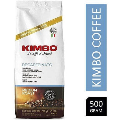 Kimbo Decaf Medium Roast Coffee Beans, 500g
