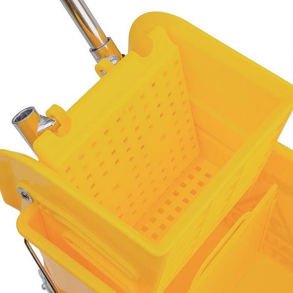 Yellow Colour Coded Wheeled Mop Bucket & Wringer, 17 Litre Easy2Order : NWT7843