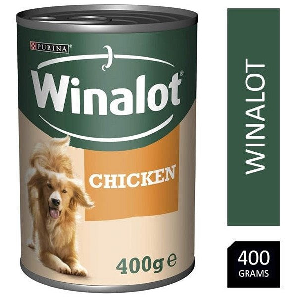 Winalot Adult Wet Dog Food Can with Chicken in Jelly, 400g, Pack of 12