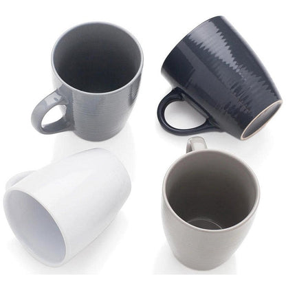 Sabichi Stoneware Mugs, 365ml, Assorted Grey's, Pack of 4