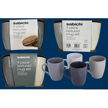 Sabichi Stoneware Mugs, 365ml, Assorted Grey's, Pack of 4 Easy2Order : NWT7910