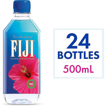 Fiji Water Natural Artesian Still Water, Plastic Bottles, 500ml, Pack of 24