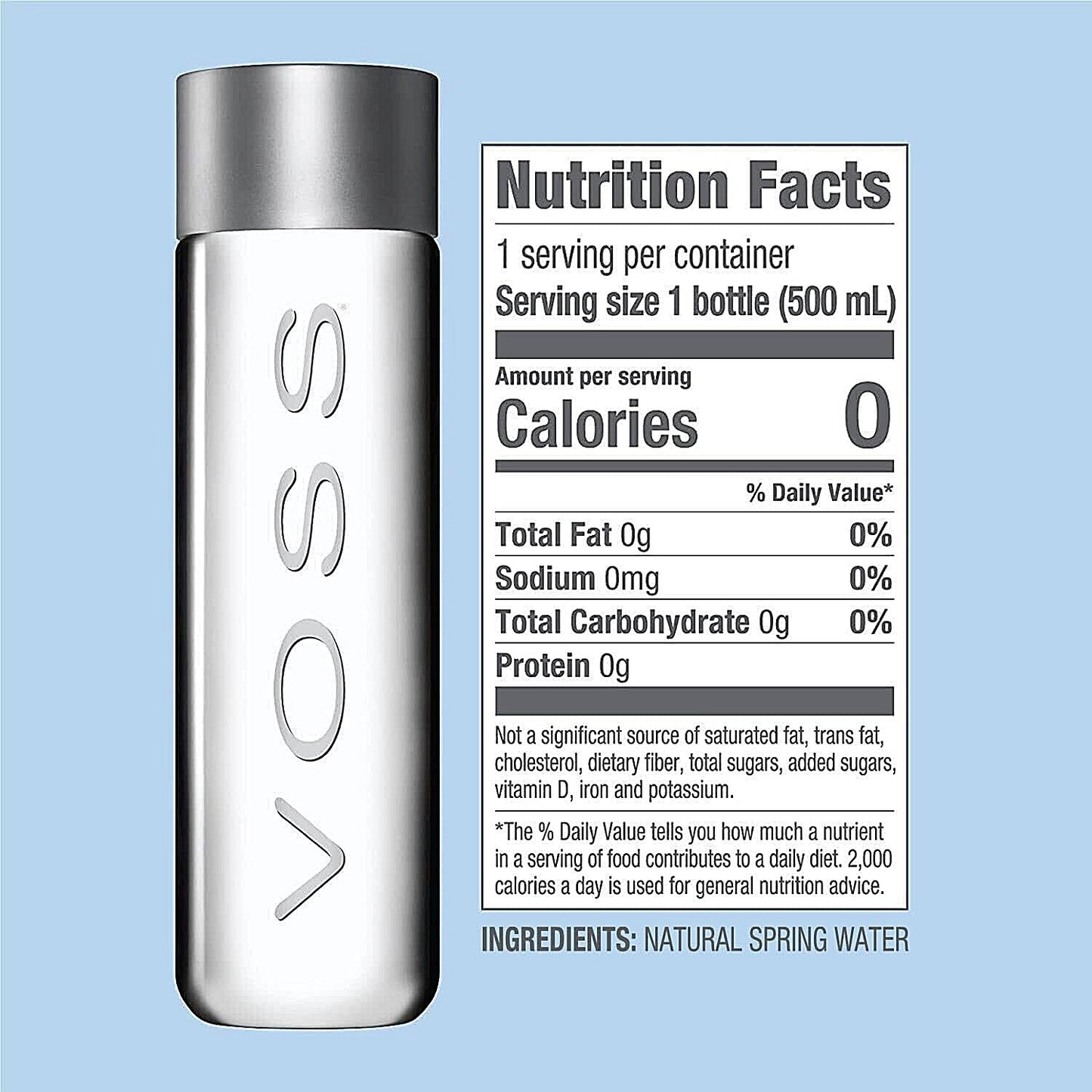 Voss Artesian Still Water, PET Plastic Bottles, 500ml, Pack of 24
