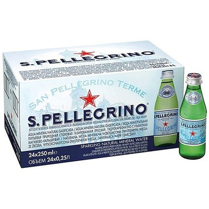 San Pellegrino Sparkling Water, Glass Bottles, 250ml, Pack of 24