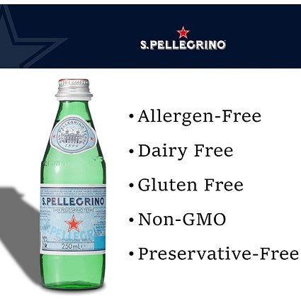 San Pellegrino Sparkling Water, Glass Bottles, 250ml, Pack of 24