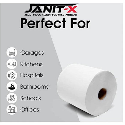 Janit-X Eco 2-Ply 100% Recycled Centrefeed Rolls, 150m, White, Pack of 6