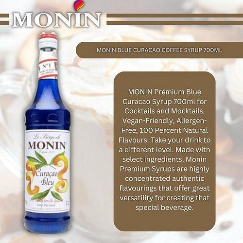 Monin Blue Curacao Syrup, 700ml, Glass Bottle Easy2Order : NWT961