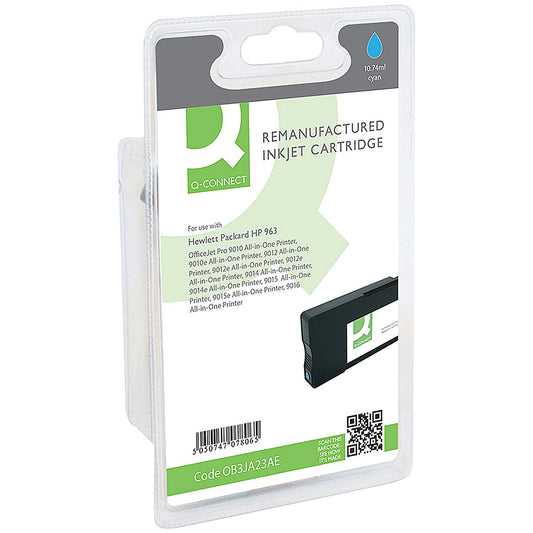 Q-Connect Remanufactured HP 963 Inkjet Cartridge Cyan 3JA23AE RM-QC-6812-00