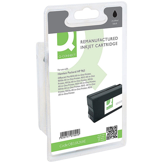 Q-Connect Remanufactured HP 963 Inkjet Cartridge Black 3JA26AE RM-QC-6811-00