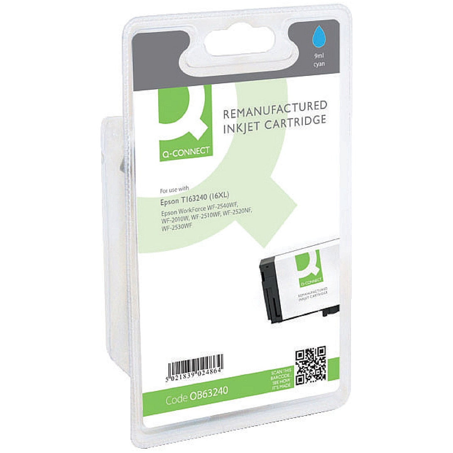 Q-Connect Epson 16XL Remanufactured Cyan Inkjet Cartridge High Yield C13T16324010, T163240