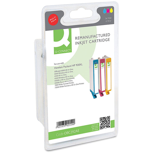 Q-Connect HP 920XL Ink Cartridges (3 Cartridges) C2N92AE