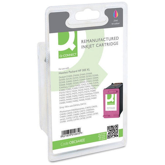 Q-Connect HP 300XL Remanufactured Colour High Yield Inkjet Cartridge CC644EE
