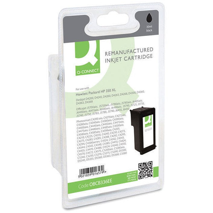 Q-Connect Remanufactured HP 350XL Black Ink Cartridge For HP CB336EE CB336EE-COMP Easy2Order : OBCB336EE