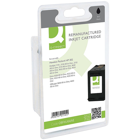 Q-Connect HP 302 Black Ink Cartridge F6U66AE