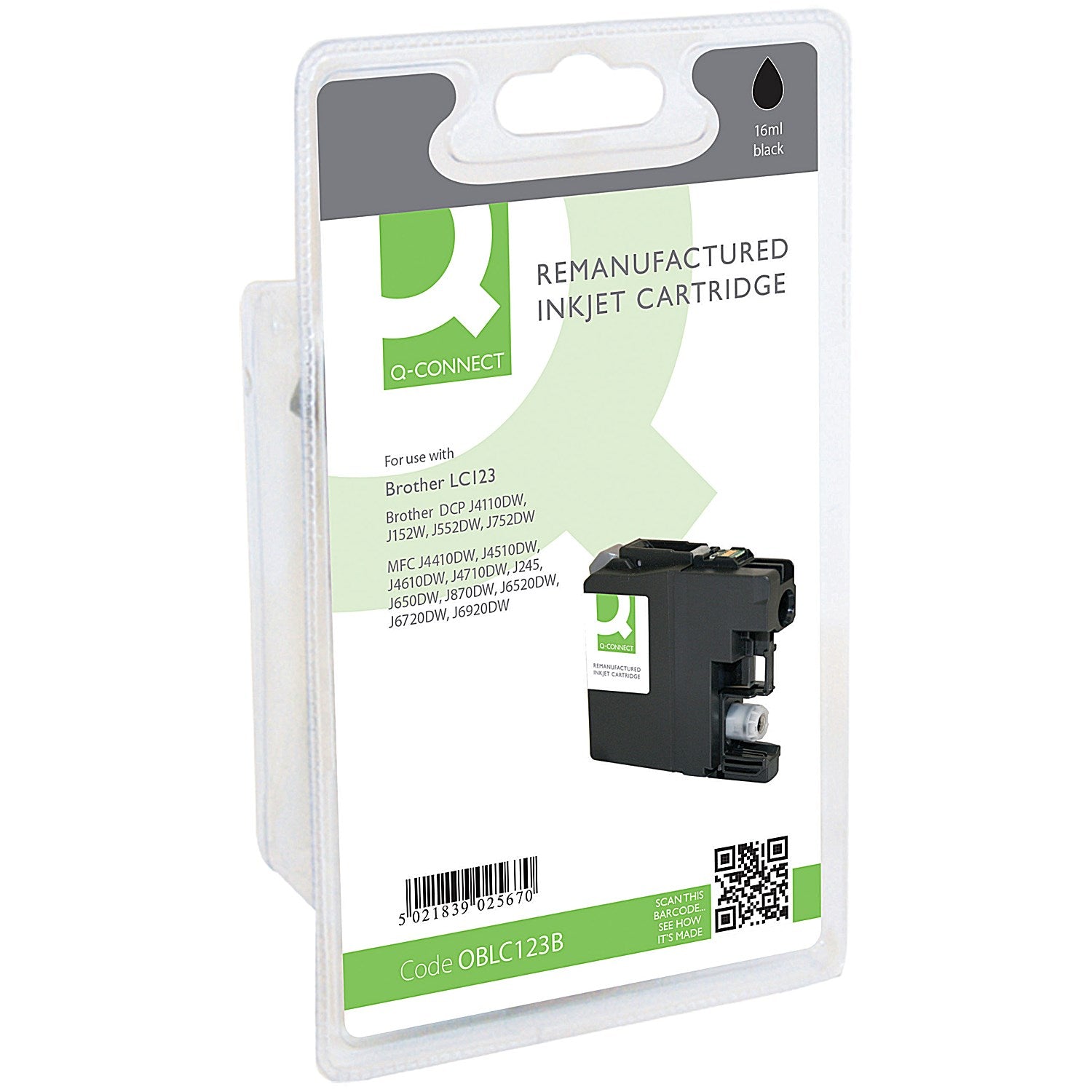 Q-Connect Brother LC123 Remanufactured Inkjet Cartridge Black RM-QC-6613-00 Easy2Order : OBLC123BK