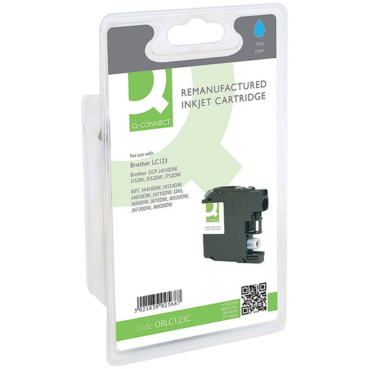 Q-Connect Brother LC123 Remanufactured Inkjet Cartridge Cyan RM-QC-6614-00