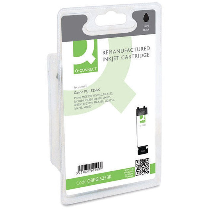 Q-Connect Remanufactured Inkjet Cartridge Black Compatible With Canon PGI-525BK PGI-525BK-COMP Easy2Order : OBPGI525BK