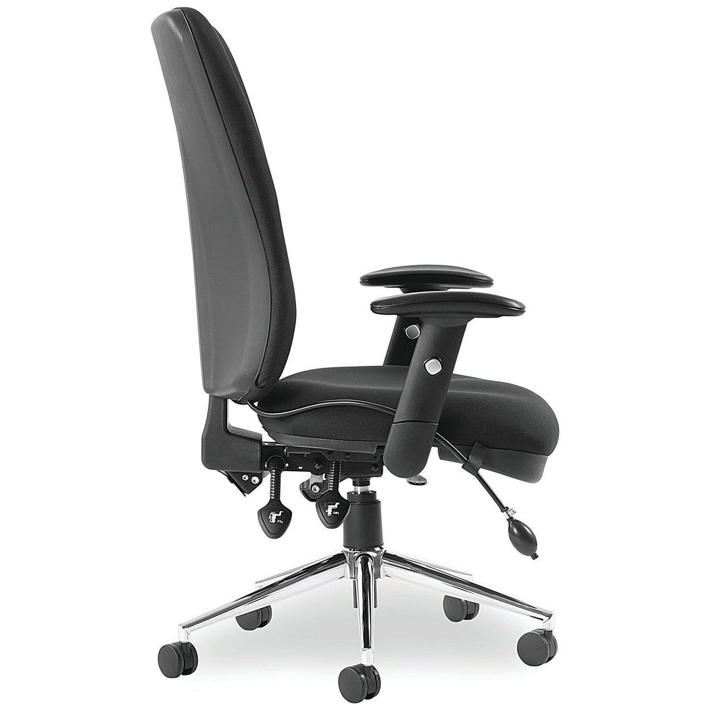 Chiro High Back Operator Chair, Height Adjustable Arms, Black