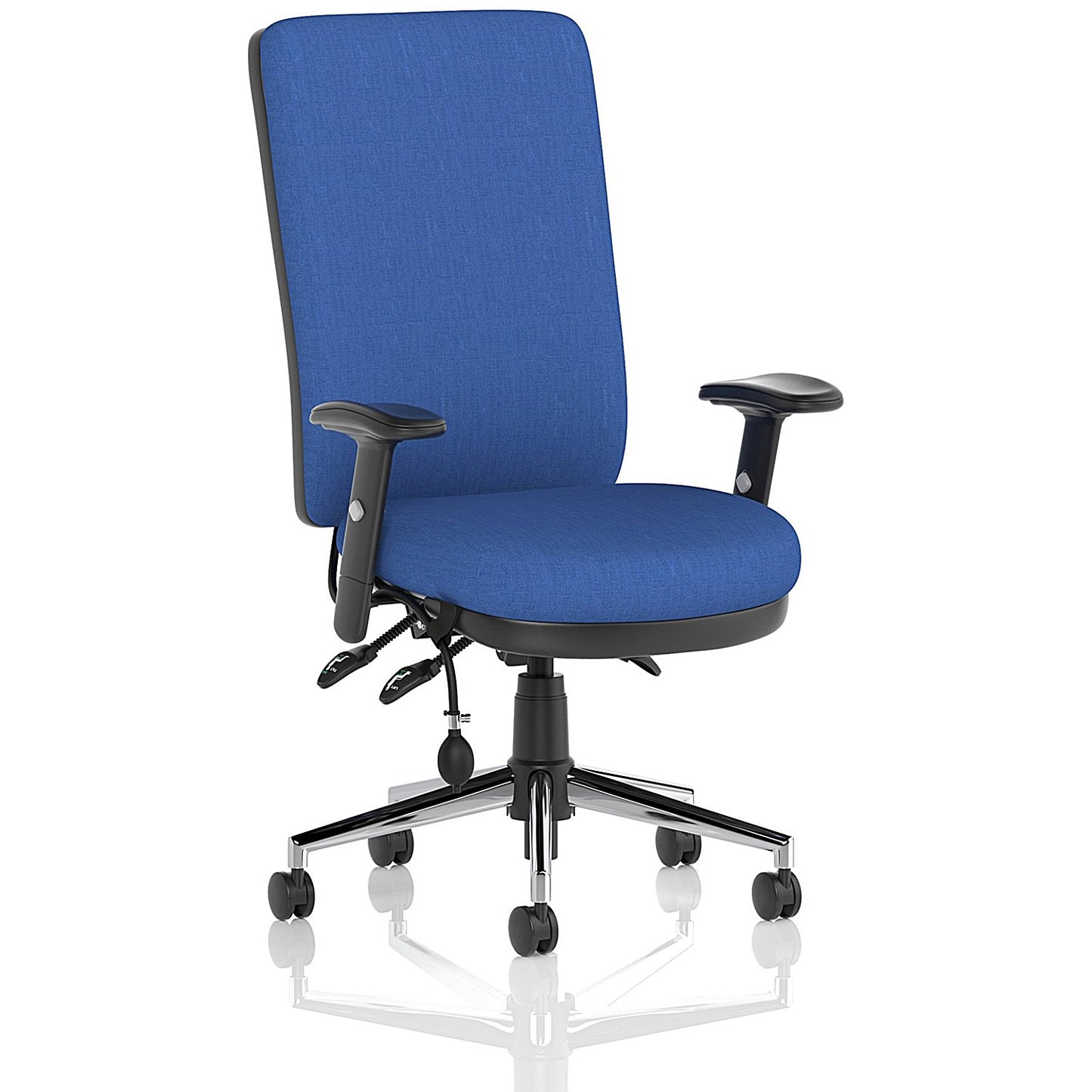 Chiro High Back Operator Chair, Height Adjustable Arms, Blue