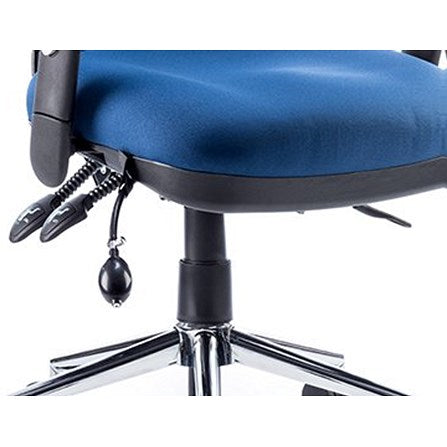 Chiro High Back Operator Chair, Height Adjustable Arms, Blue