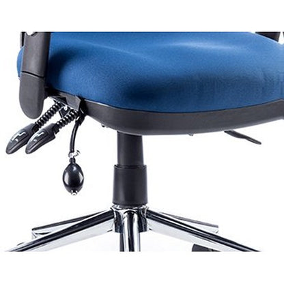 Chiro High Back Operator Chair, Height Adjustable Arms, Blue