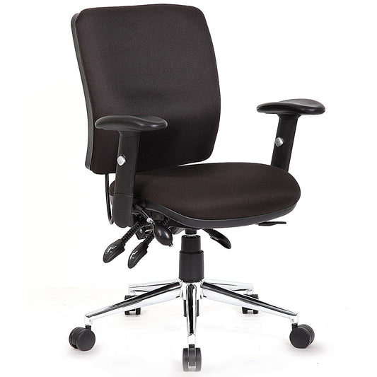 Chiro Medium Back Operator Chair, Height Adjustable Arms, Black