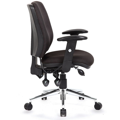 Chiro Medium Back Operator Chair, Height Adjustable Arms, Black