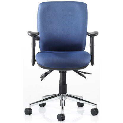 Chiro Medium Back Operator Chair, Height Adjustable Arms, Blue