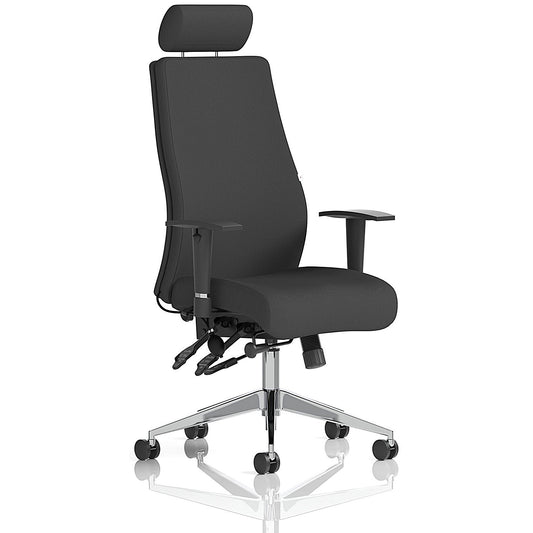 Onyx Ergo Posture Chair, Headrest, Height Adjustable Arms, Black