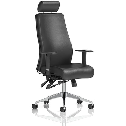 Onyx Ergo Posture Chair, Headrest, Height Adjustable Arms, Black