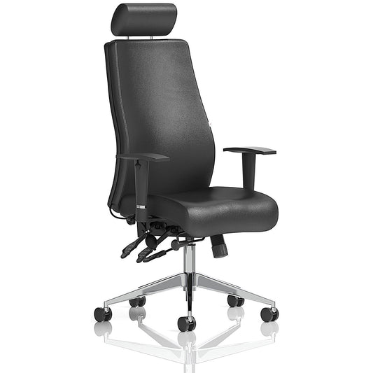 Onyx Ergo Posture Chair, Headrest, Height Adjustable Arms, Black