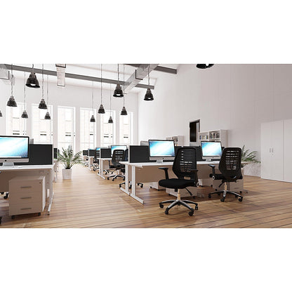Relay Black Mesh Back Operator Chair, Folding Arms, Black