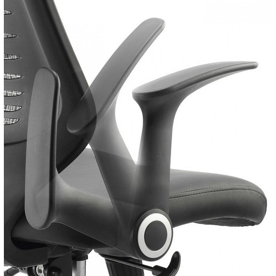 Relay Silver Mesh Back Operator Chair, Folding Arms, Black Easy2Order : OP000116ND