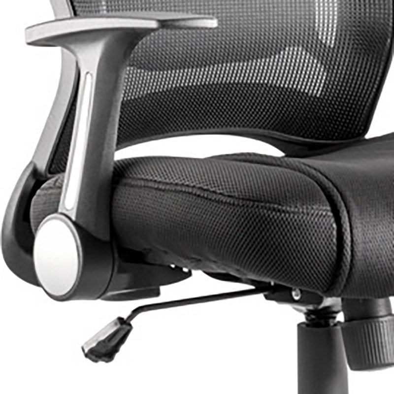 Zeus Task Mesh Back Operator Chair, Folding Arms, Black