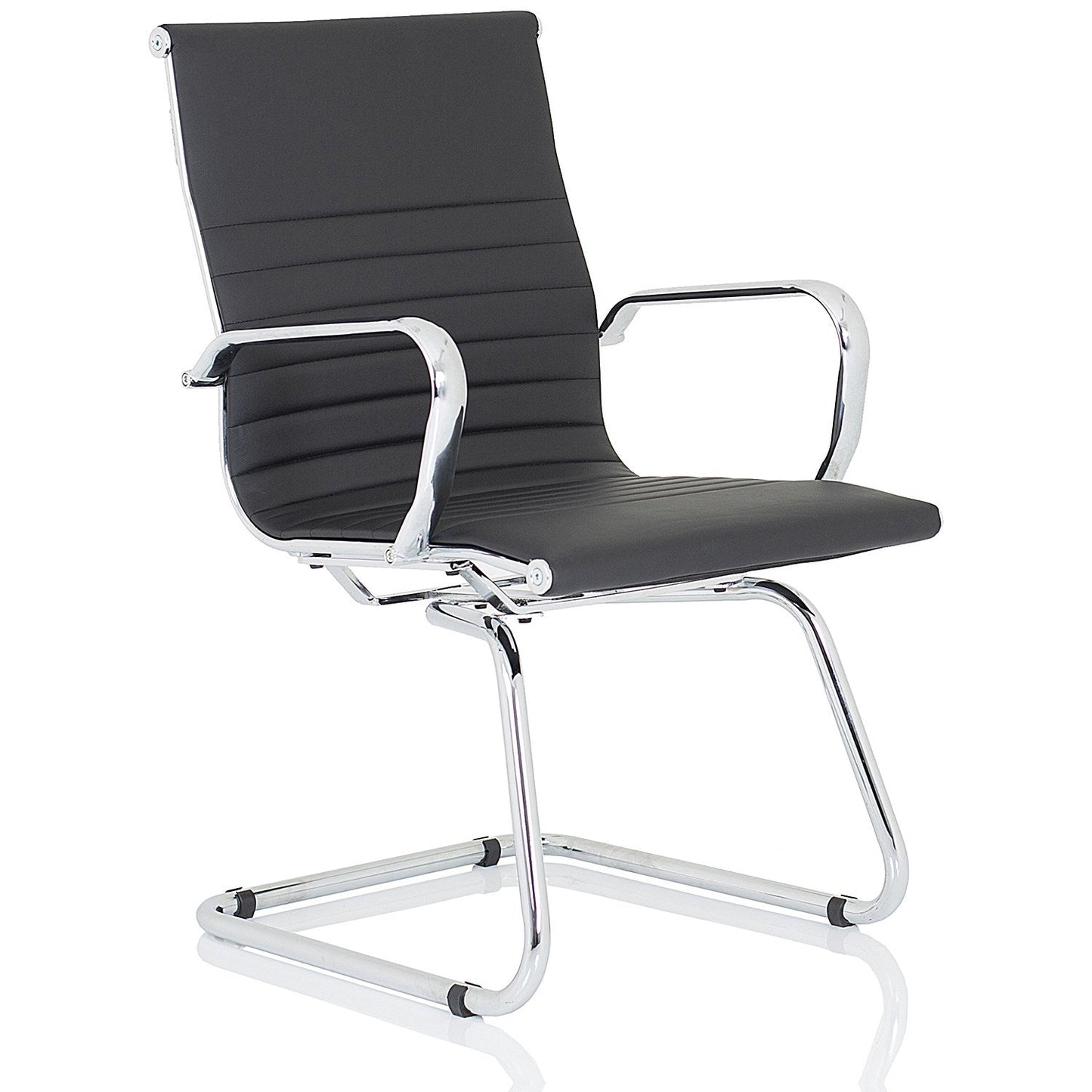 Nola Leather Cantilever Chair, Black