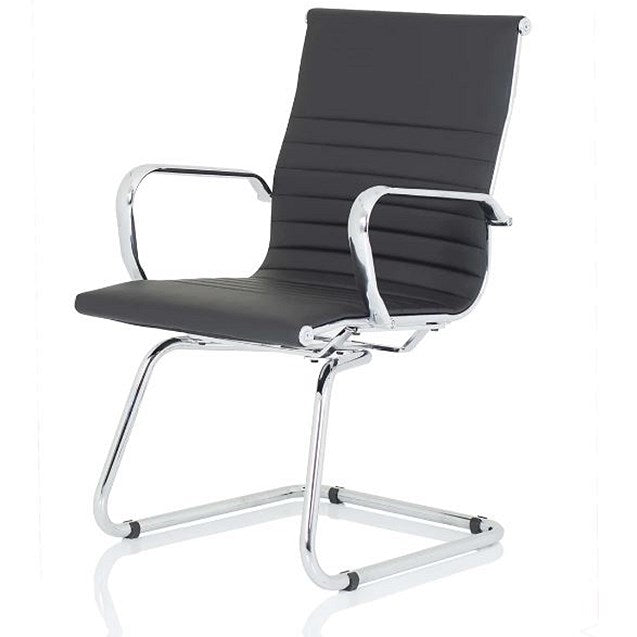 Nola Leather Cantilever Chair, Black