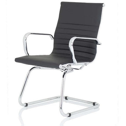 Nola Leather Cantilever Chair, Black