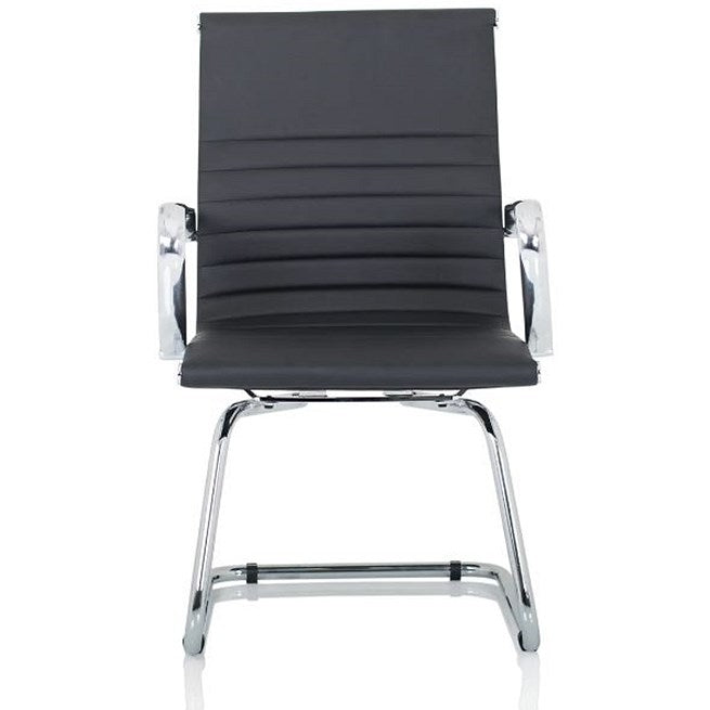 Nola Leather Cantilever Chair, Black