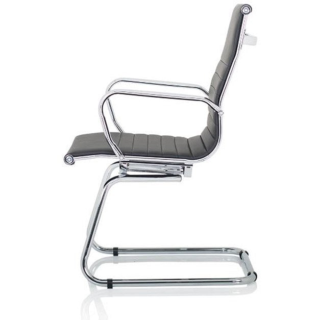 Nola Leather Cantilever Chair, Black