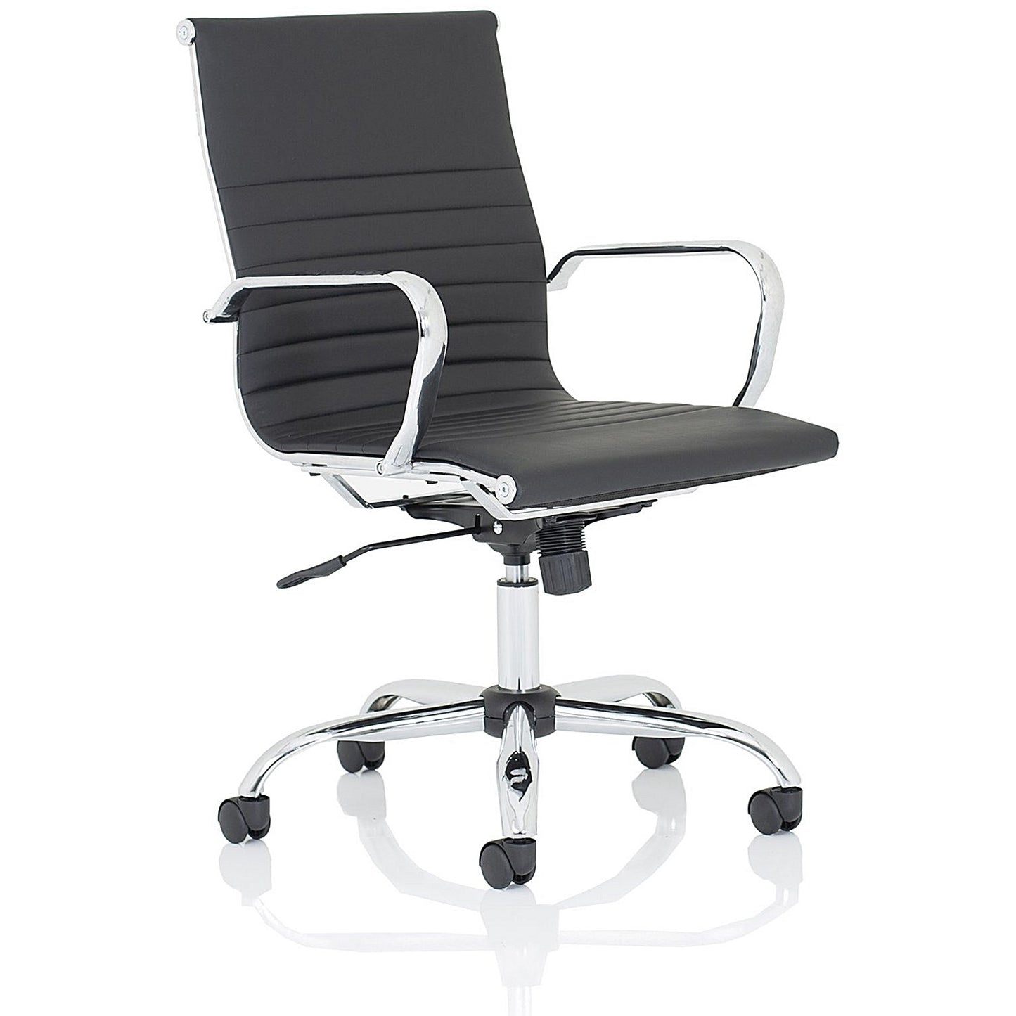 Nola Medium Back Executive Chair, Fixed Height Arms, Black